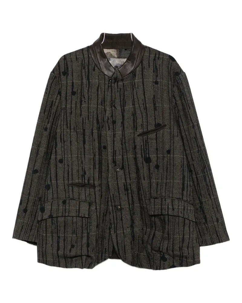 Ziggy Chen Kariertes Sakko mit Farbklecks-Print - Grau Grau