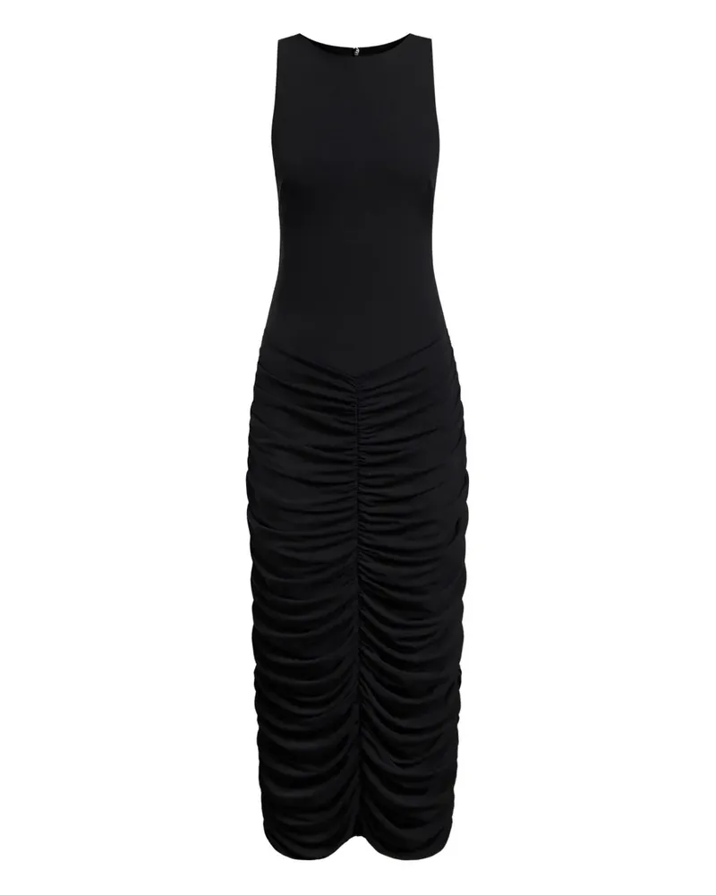 12 STOREEZ Drapiertes Maxikleid - Schwarz Schwarz