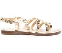 Flache Metallic-Sandalen - Gold
