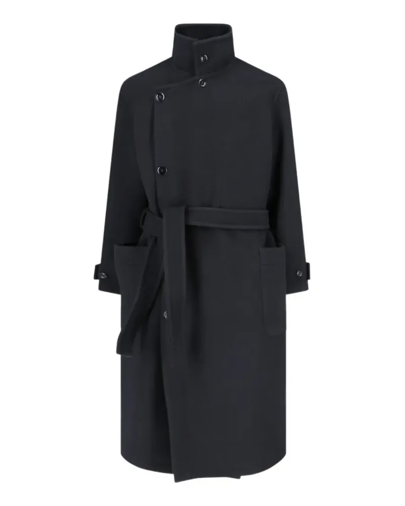 Christophe Lemaire wrap coat in wool - Schwarz Schwarz