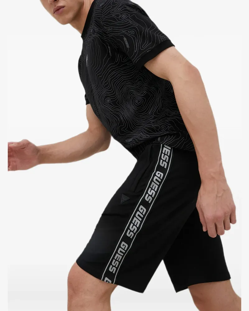 Guess logo-tape drawstring shorts - Schwarz Schwarz