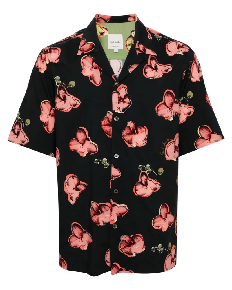 Paul Smith Hemd mit Orchideen-Print Schwarz