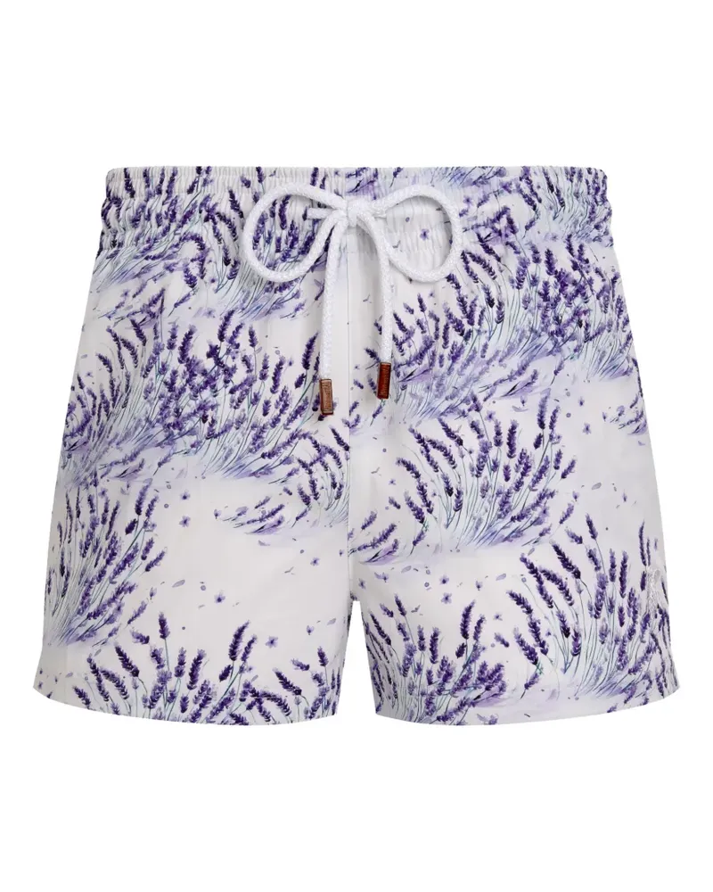 Vilebrequin lavender-print drawstring swim shorts - Weiß Weiß