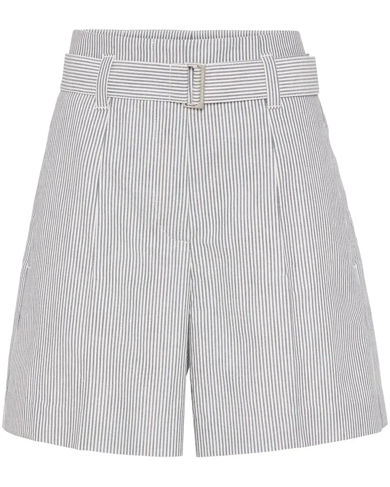 Brunello Cucinelli Gestreifte Shorts mit Monili-Detail - Blau Blau