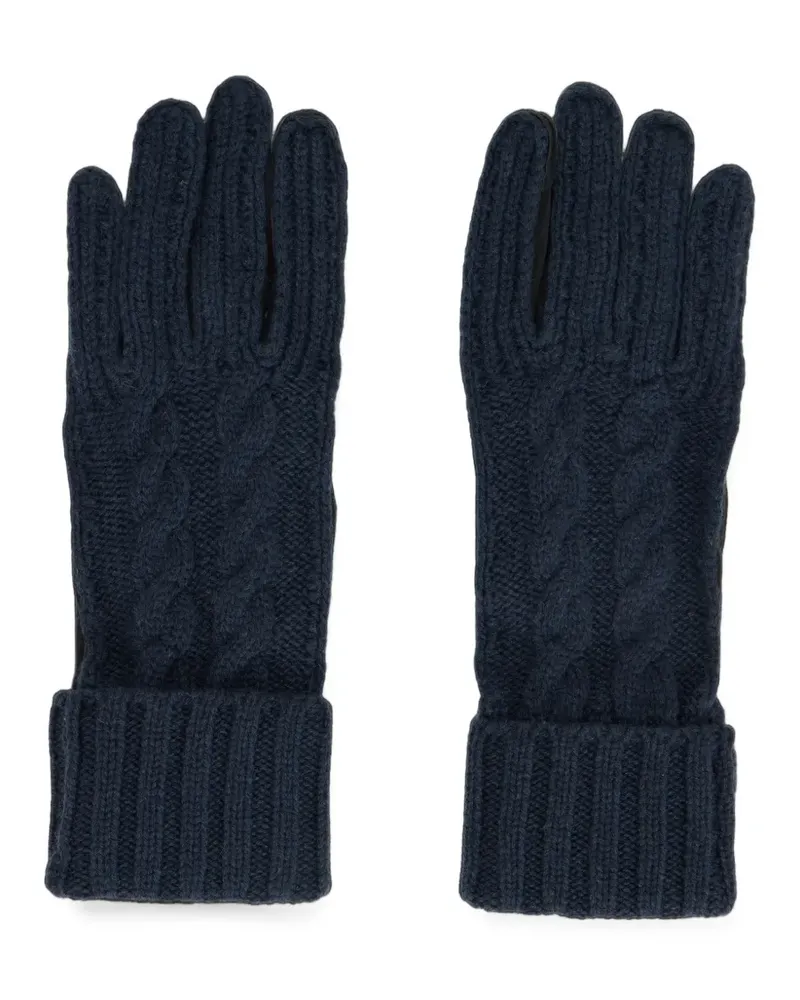 MOORER cable-knit suede-panel gloves - Blau Blau