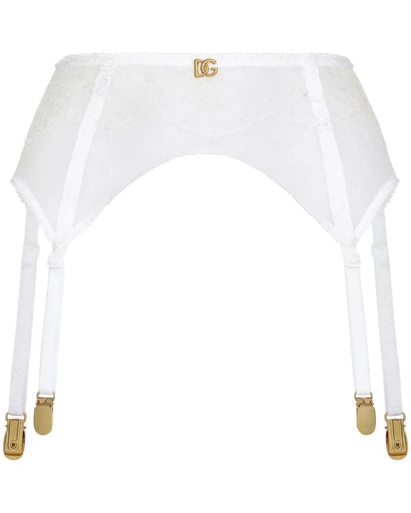 Dolce & Gabbana Strumpfhalter mit Spitze - Weiß Weiß