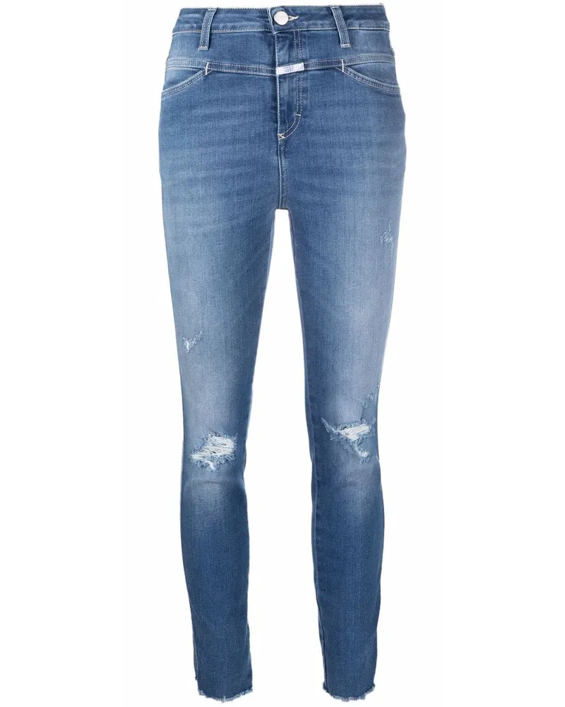 Closed Schmale Distressed-Jeans - Blau Blau