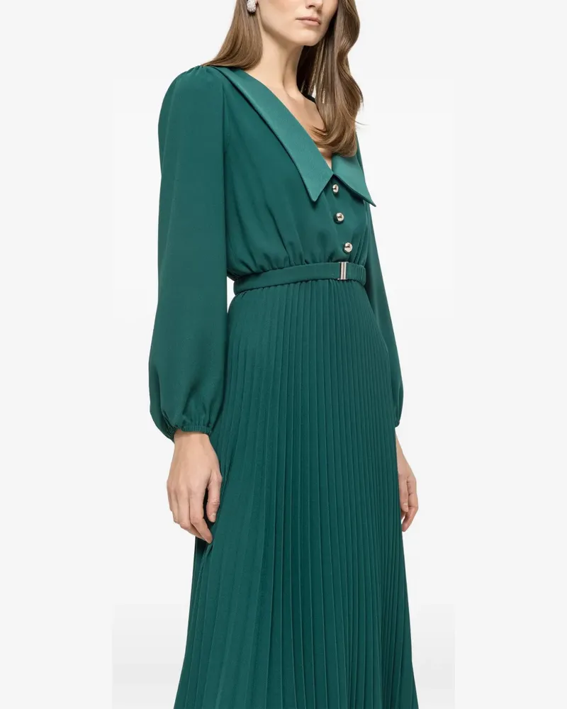 NISSA pleated belted midi dress - Grün Grün