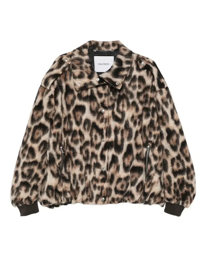 HALFBOY animal-print bomber jacket - Braun Braun