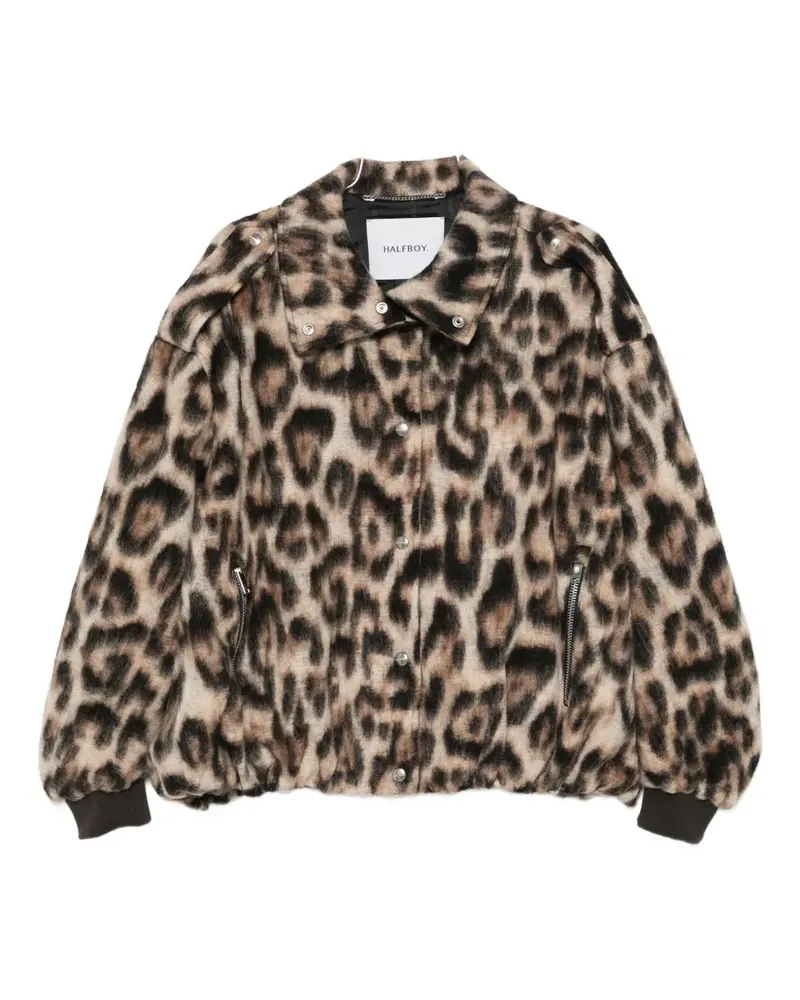 HALFBOY animal-print bomber jacket - Braun Braun