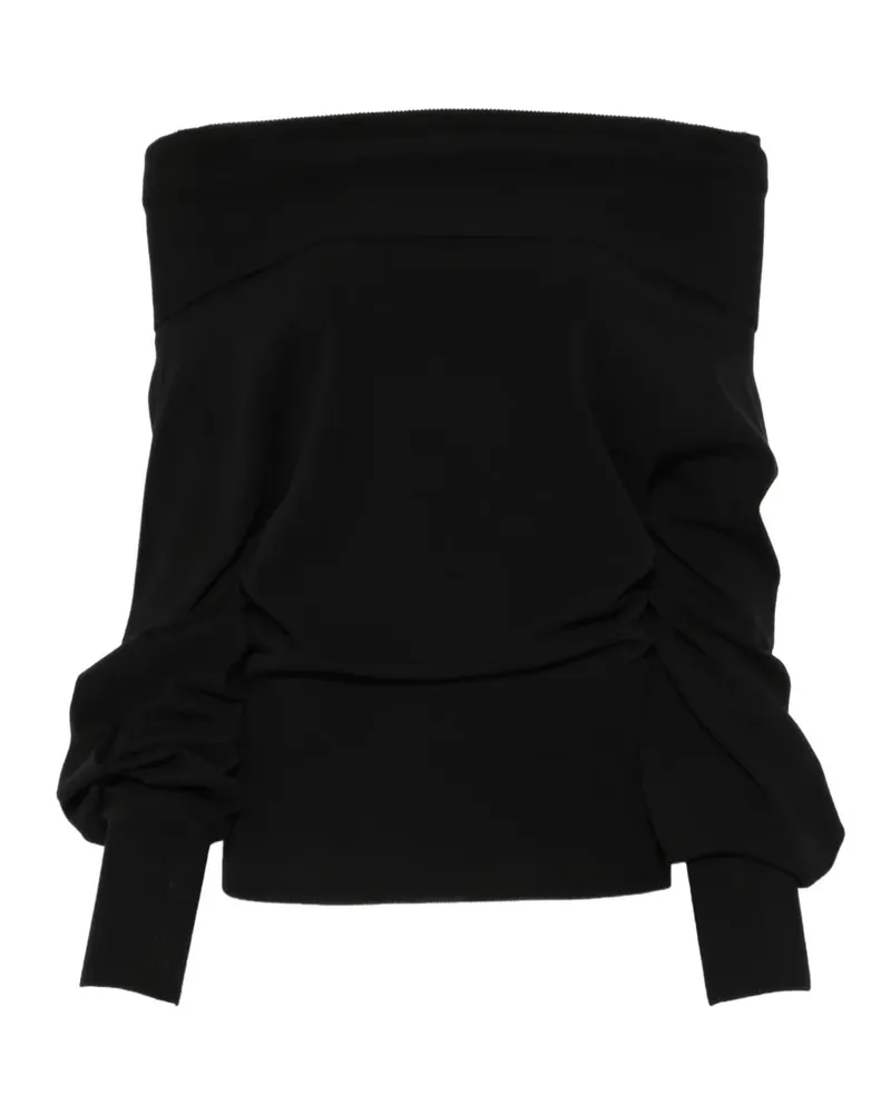 D.EXTERIOR Schulterfreier Pullover mit Raffungen - Schwarz Schwarz