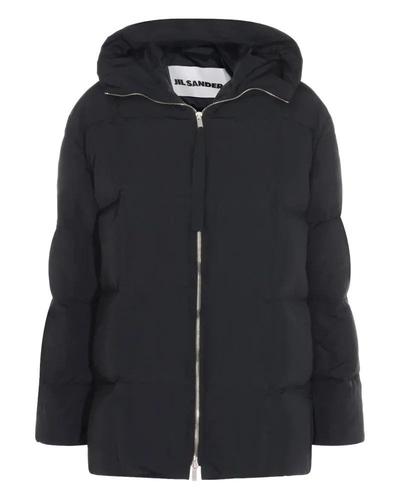 Jil Sander Kapuzenmantel mit Reißverschluss - Schwarz Schwarz