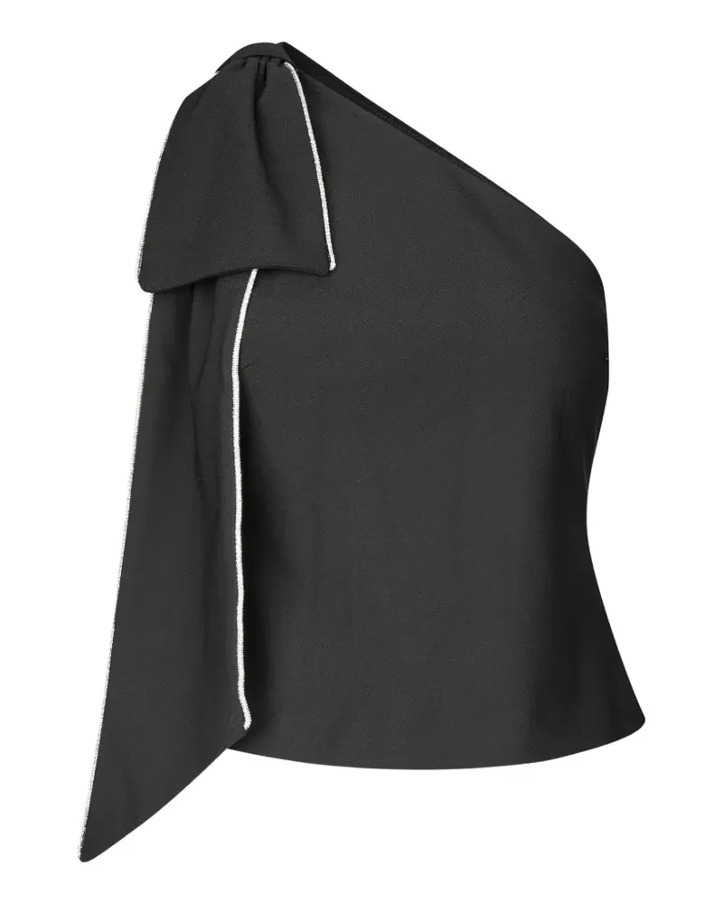ROTATE Birger Christensen One-Shoulder-Bluse mit Schleifendetail - Schwarz Schwarz