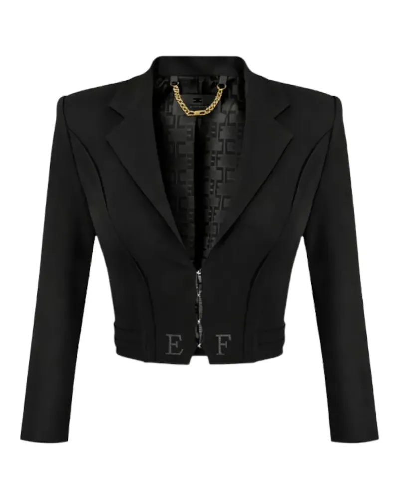 Elisabetta Franchi Cropped-Jacke mit Rundhalsausschnitt - Schwarz Schwarz