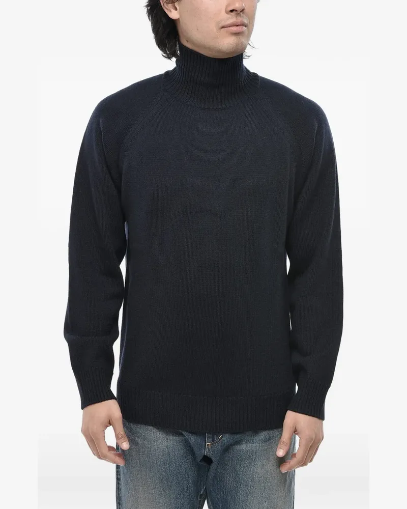 Paolo Pecora Milano Rollkragenpullover mit geripptem Besatz - Blau Blau