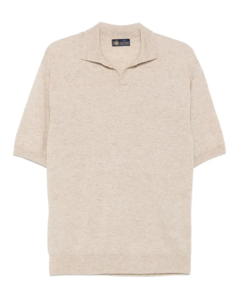 Paul & Shark Gestricktes T-Shirt mit offenem Kragen - Nude Nude