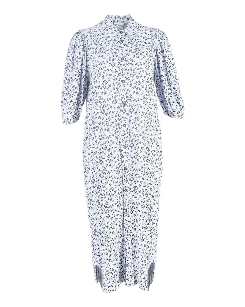 Ganni Hemdkleid mit Print - Blau Blau