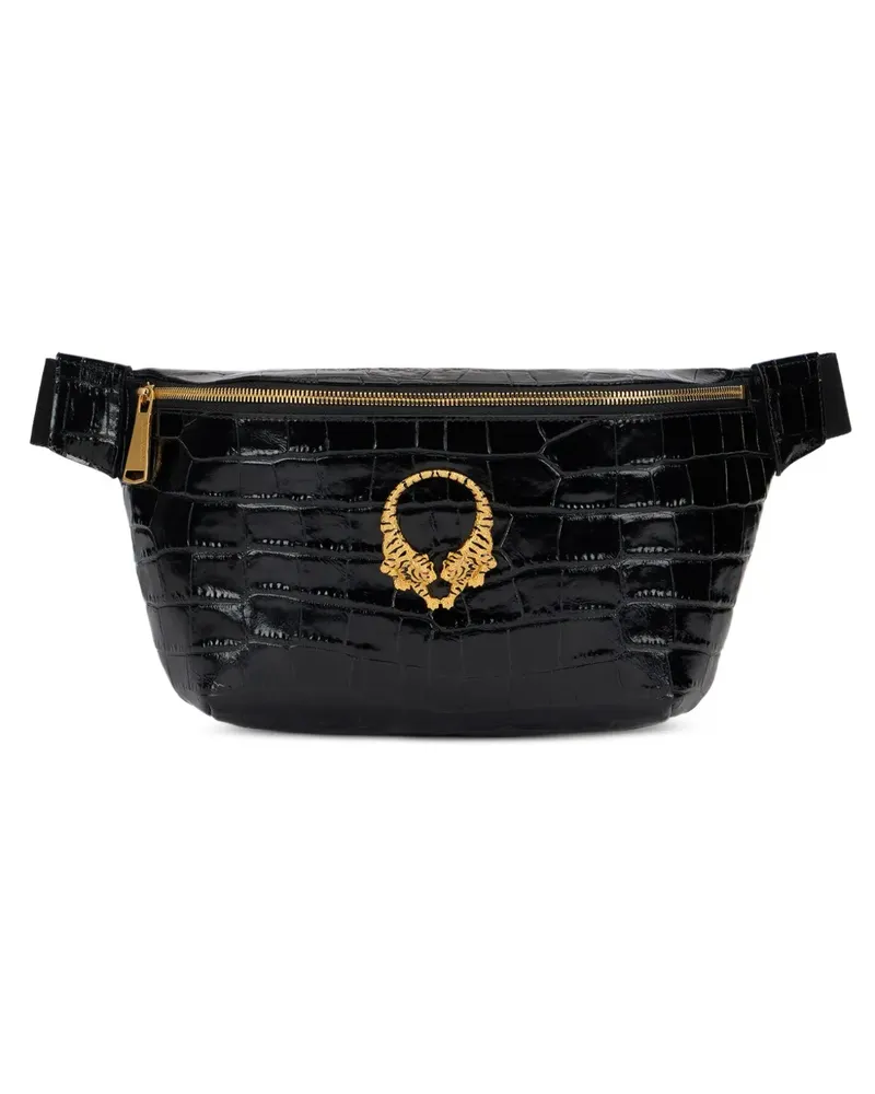 Roberto Cavalli croc-effect tiger-plaque belt bag - Schwarz Schwarz
