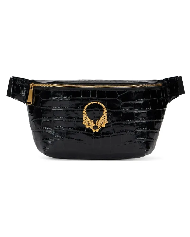Roberto Cavalli croc-effect tiger-plaque belt bag - Schwarz Schwarz