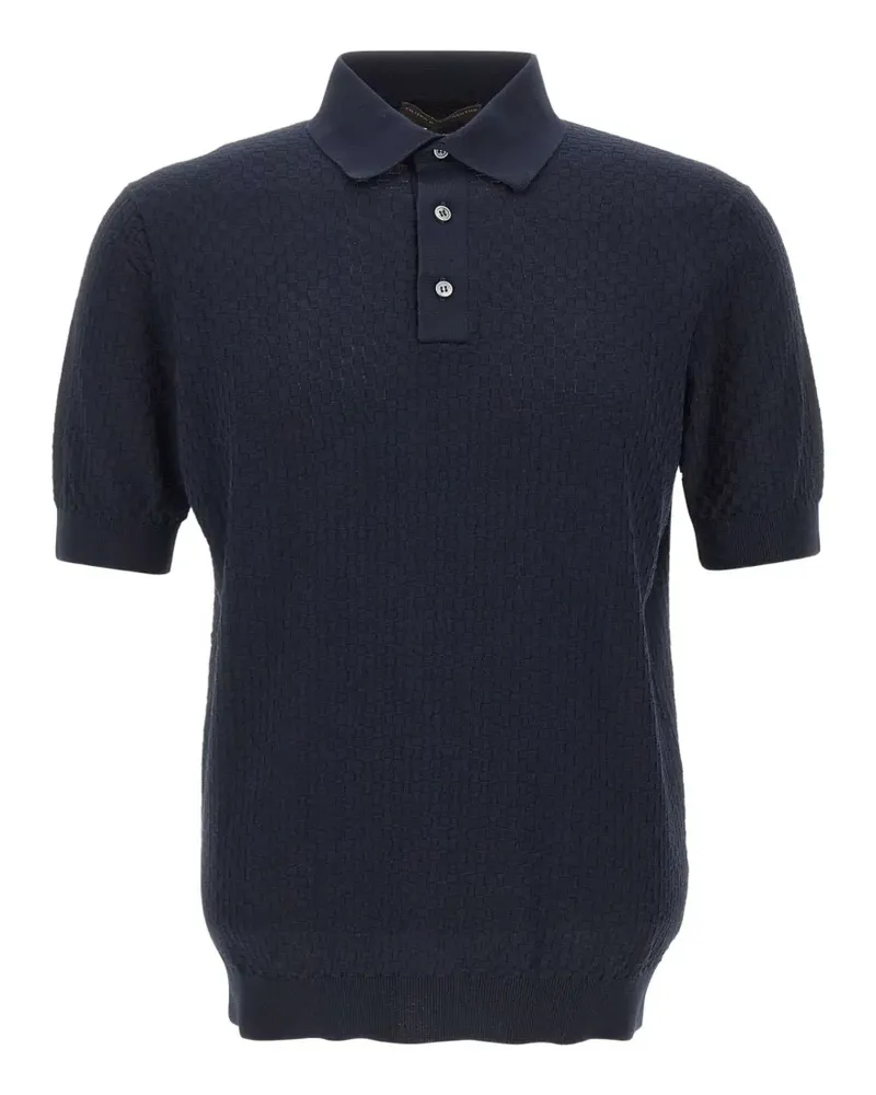 Filippo de Laurentiis checked-stitch cotton polo shirt - Blau Blau