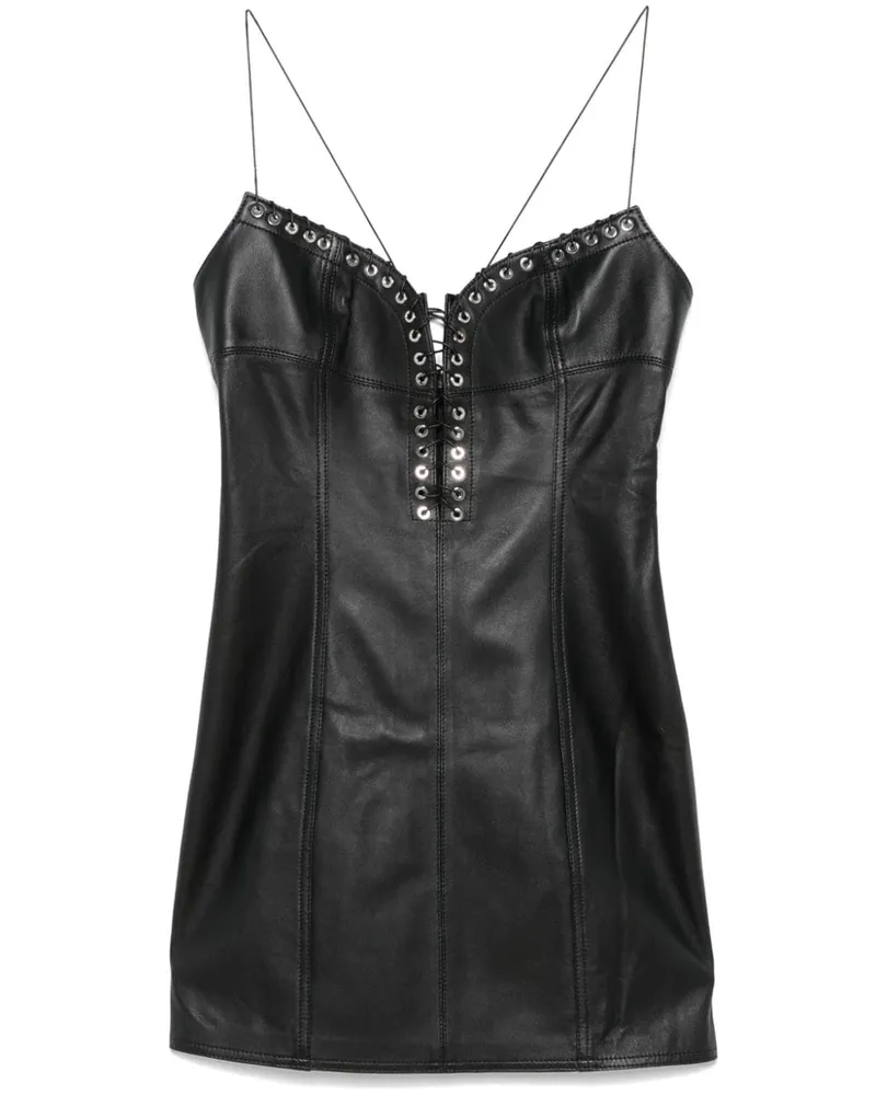 Ludovic de Saint Sernin Cleavage Minikleid aus Leder - Schwarz Schwarz