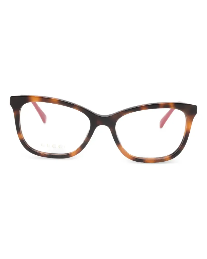 Gucci Brille mit eckigem Logo - Braun Braun