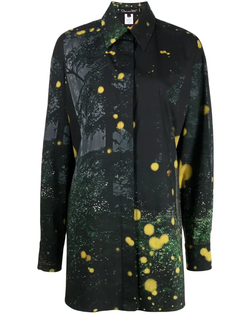 Oscar de la Renta Hemd mit "Firefly"-Print - Schwarz Schwarz