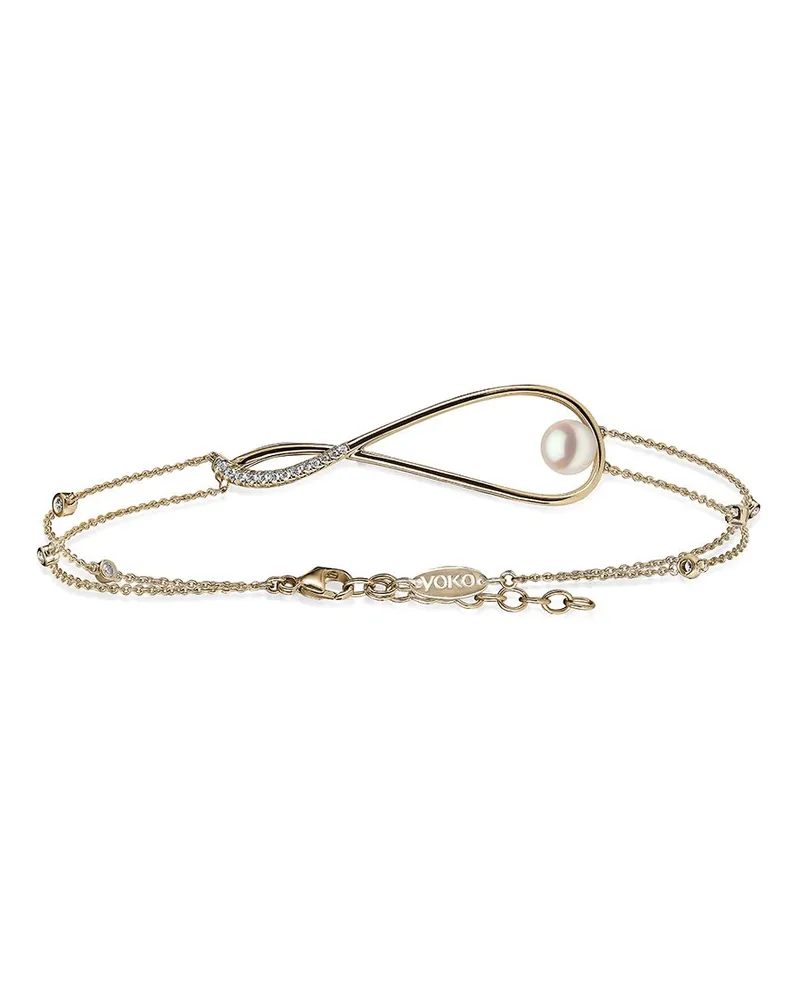 YOKO London 18kt Sleek Gelbgoldarmband mit Akoya-Perle und Diamanten Gold
