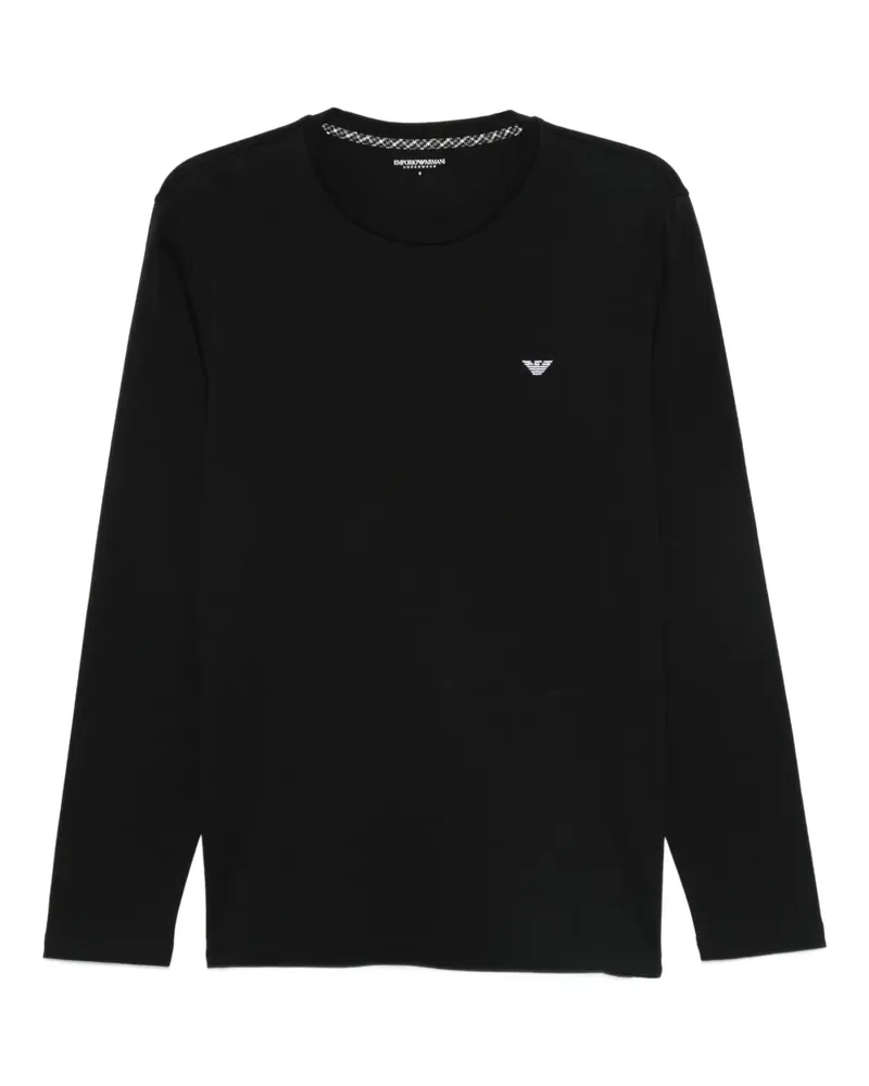 Emporio Armani Pyjama-Oberteil mit Adler-Logo - Schwarz Schwarz