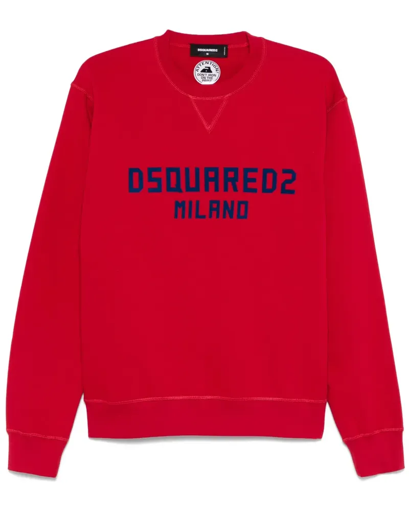 Dsquared2 Sweatshirt mit geflocktem Logo Rot