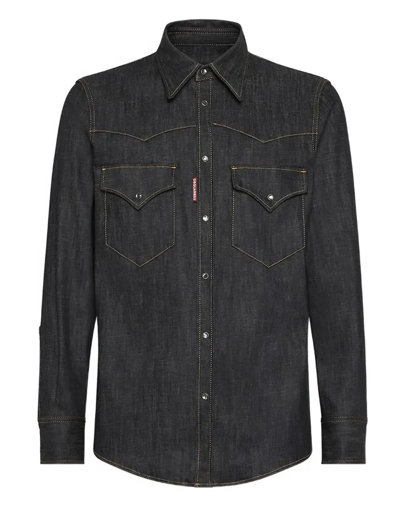 Dsquared2 Jeanshemd mit Klappentasche - Schwarz Schwarz