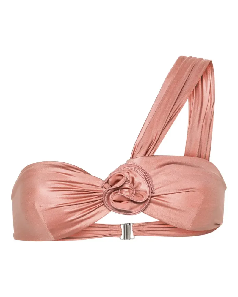 Magda Butrym One-Shoulder-Bikinioberteil mit Blumenapplikation - Rosa Rosa