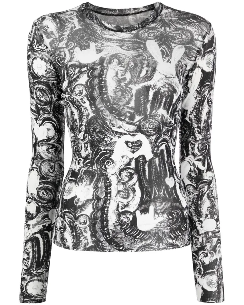 JNBY Langarmshirt mit abstraktem Print - Schwarz Schwarz