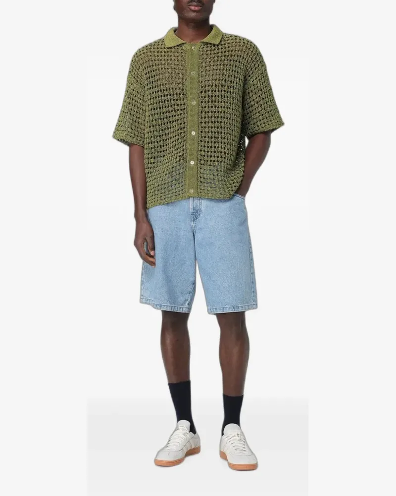 BONSAI crochet-knit short-sleeve shirt - Grün Grün