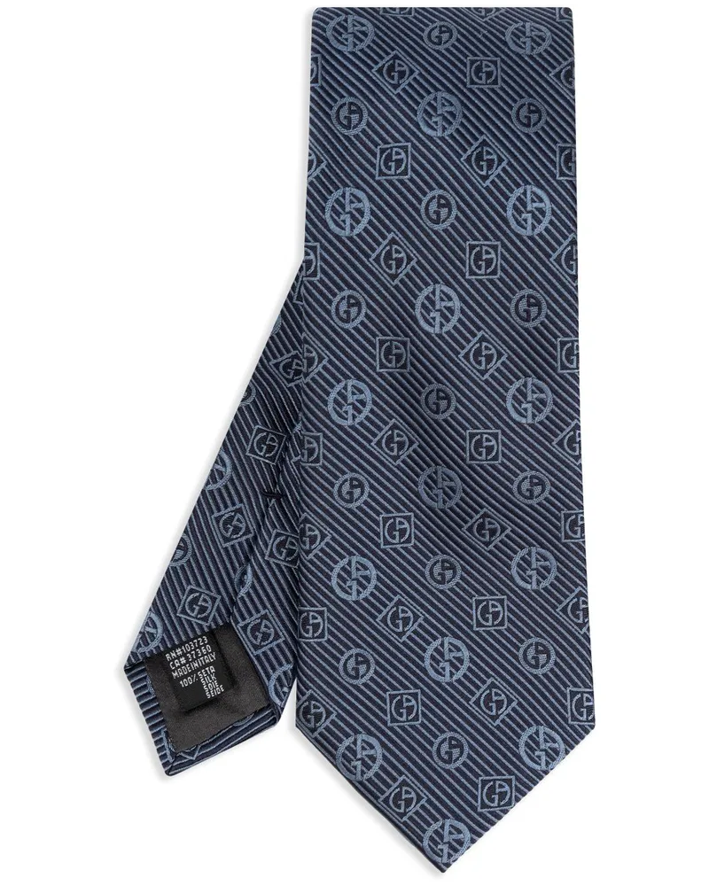 Giorgio Armani Seidenkrawatte aus Monogramm-Jacquard Blau