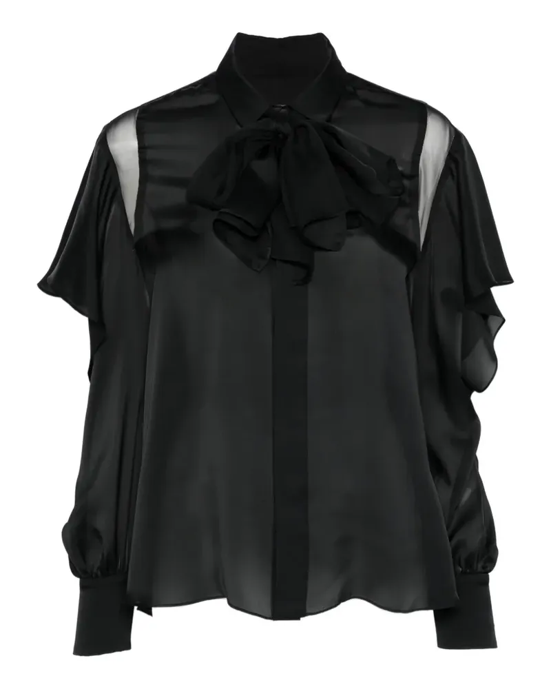 Sacai pussy-bow ruffled shirt - Schwarz Schwarz