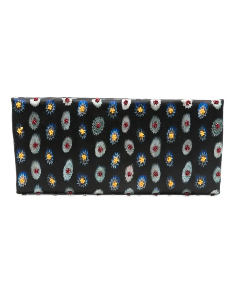 STAUD Muse Clutch mit Perlen und Ikat-Print - Schwarz Schwarz