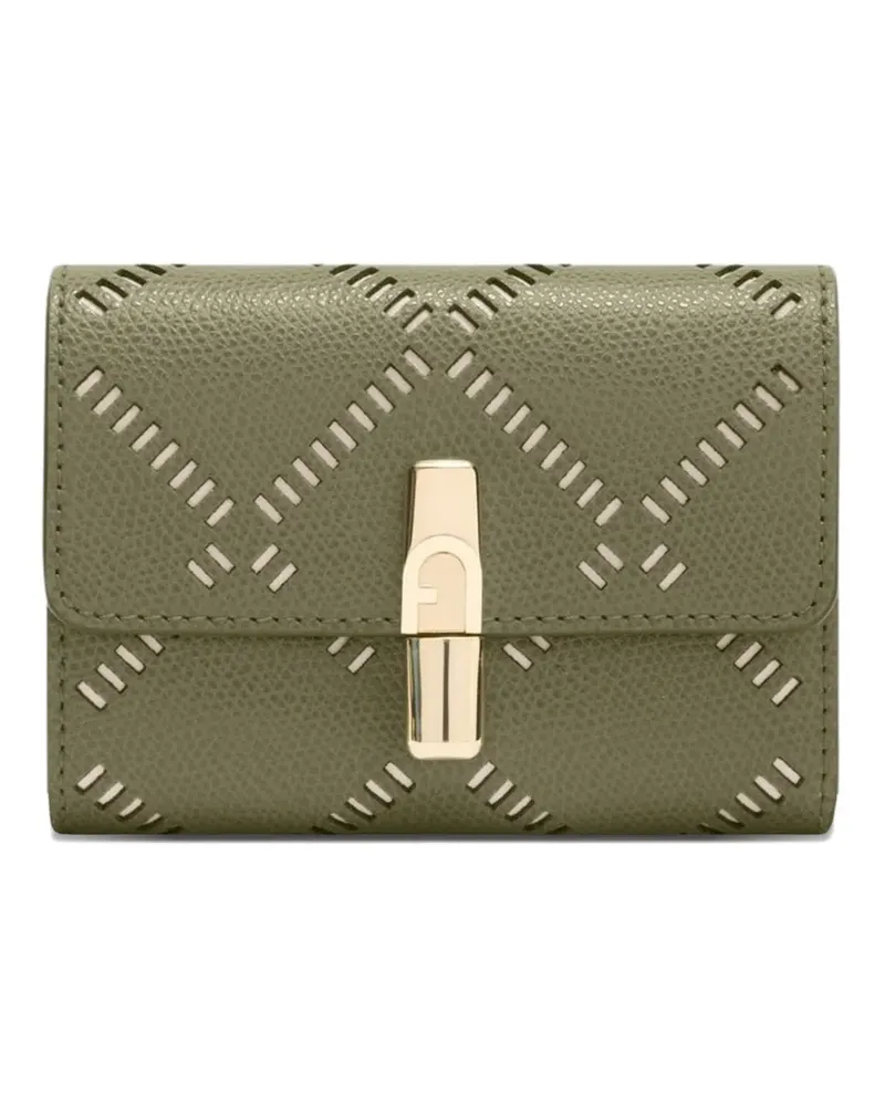 Furla Iride Compact perforated wallet - Grün Grün