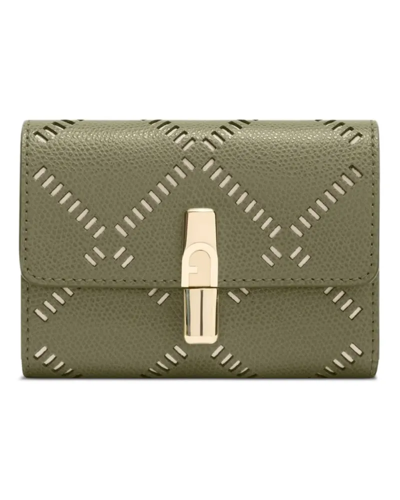 Furla Perforiertes Iride Compact Portemonnaie - Grün Grün