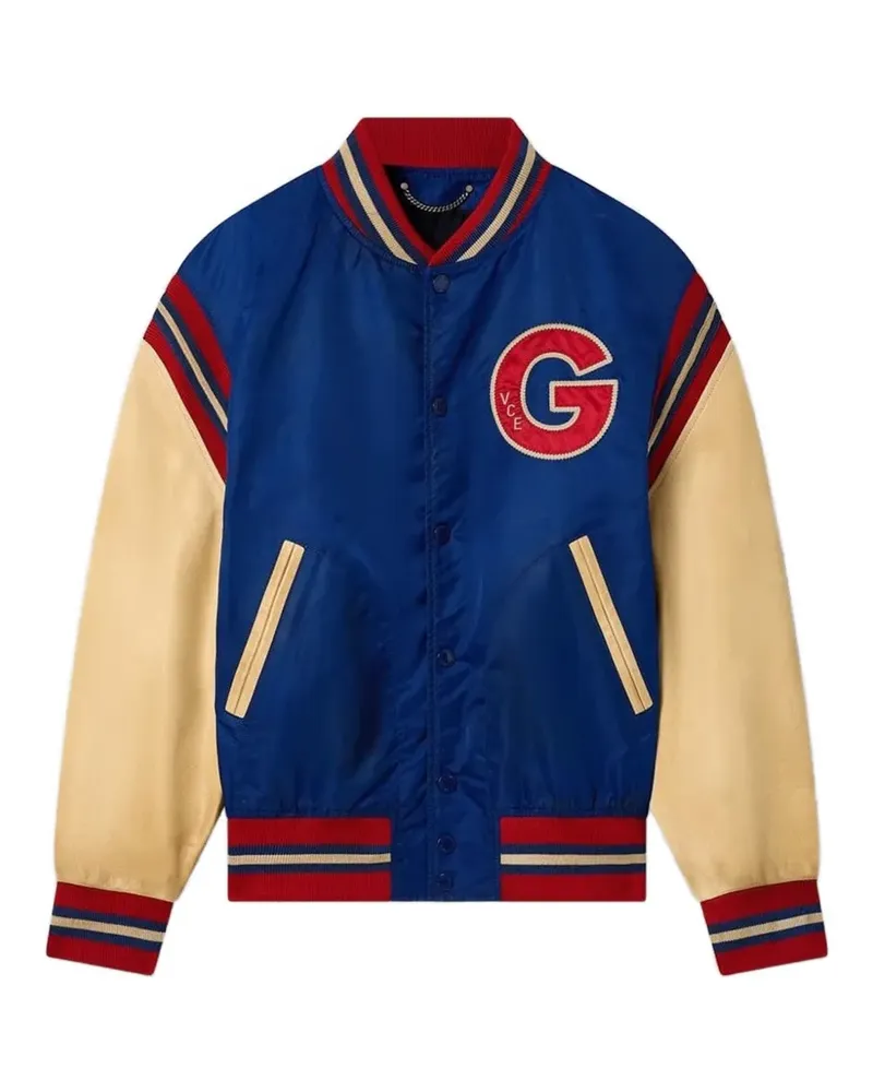 Golden Goose Bomberjacke mit beigen Lederärmeln - Blau Blau