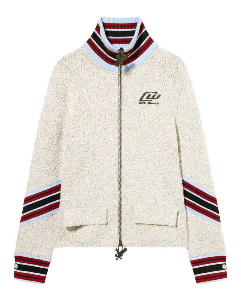 OFF-WHITE striped zip cardigan - Nude Nude