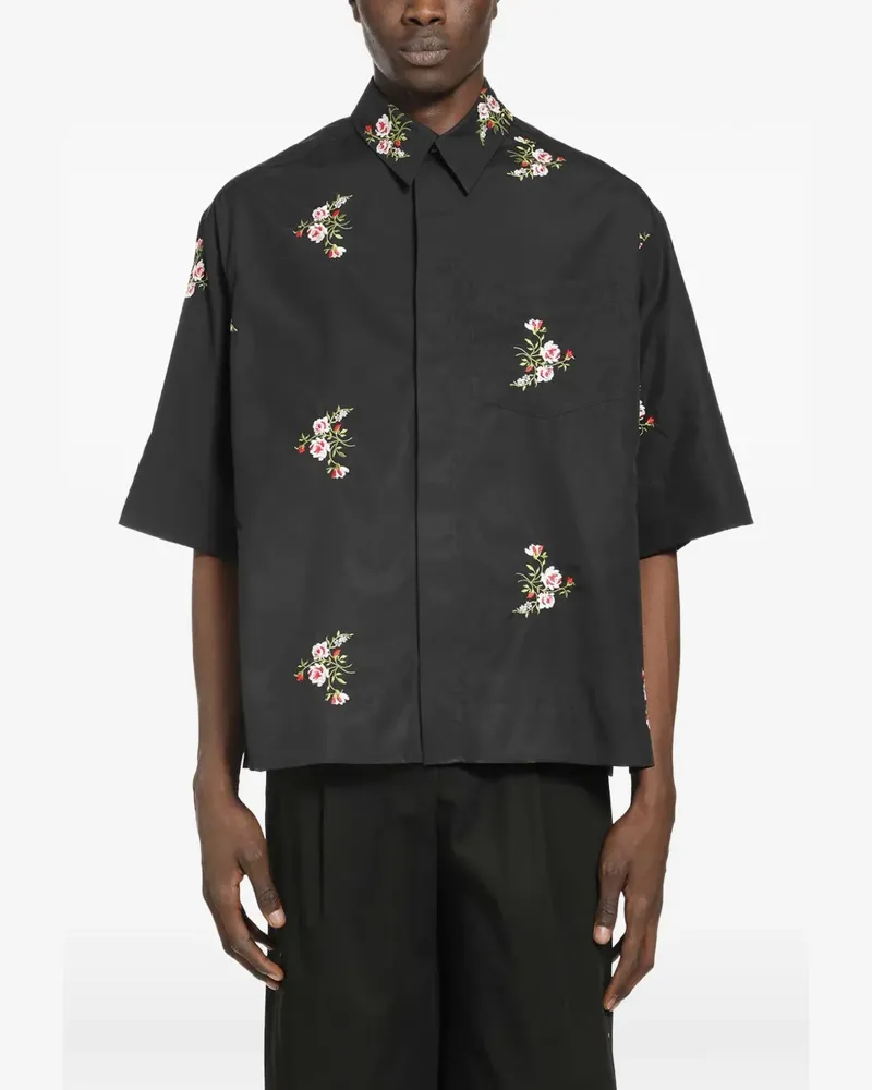 Simone Rocha Hemd mit Blumenmuster - Schwarz Schwarz