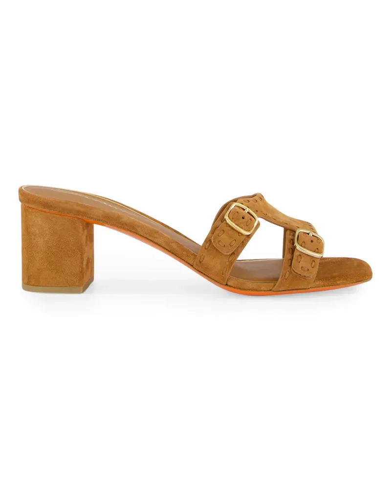 Santoni double-buckle suede high heel sandals - Braun Braun