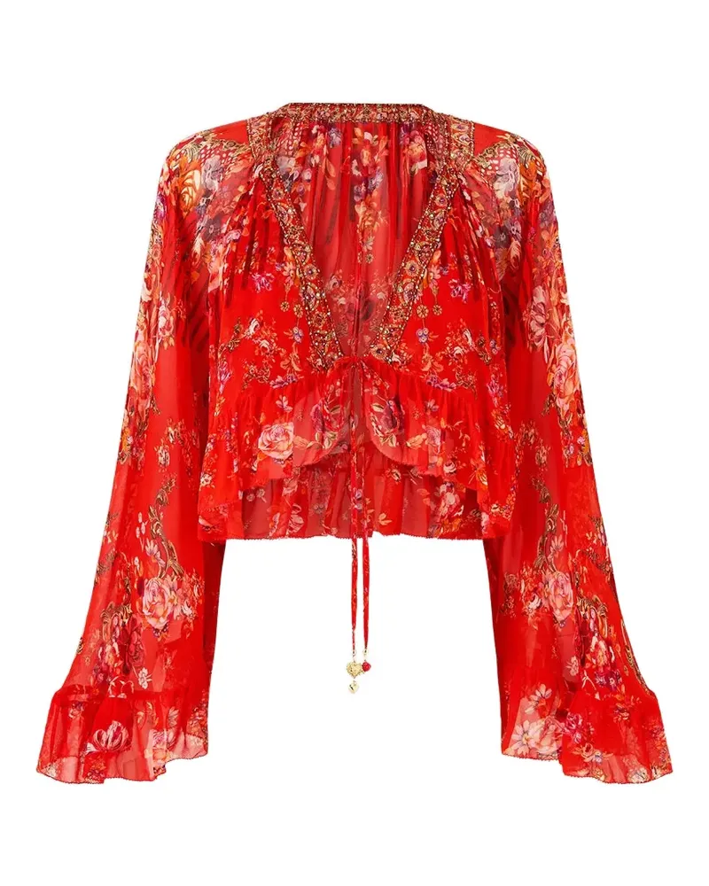 Camilla Cropped-Top mit Rüschen - Rot Rot