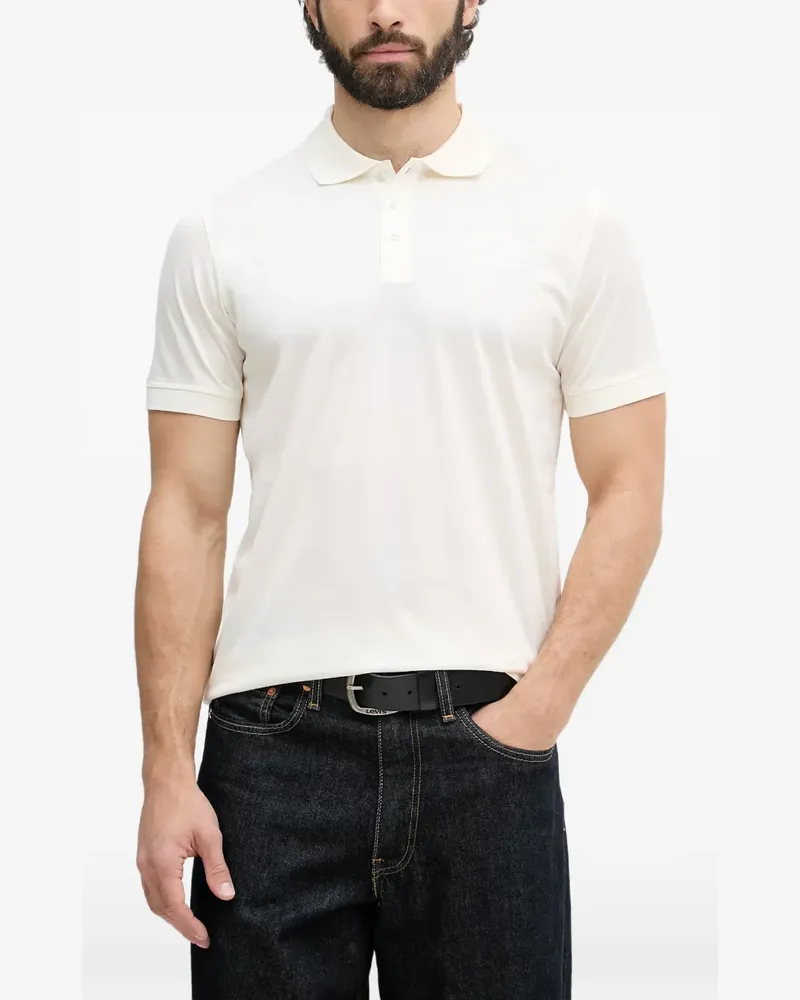Karl Lagerfeld logo-embroidered short-sleeve cotton polo shirt - Nude Nude