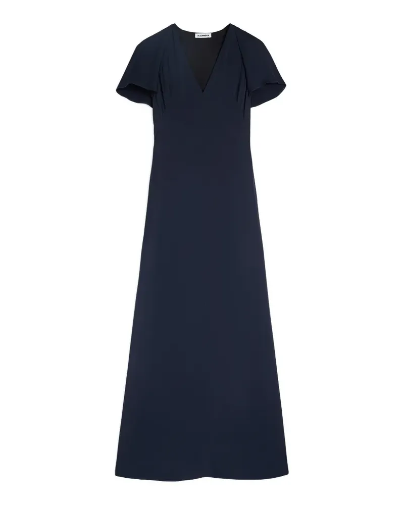 Jil Sander Cape-Kleid mit V-Ausschnitt - Blau Blau