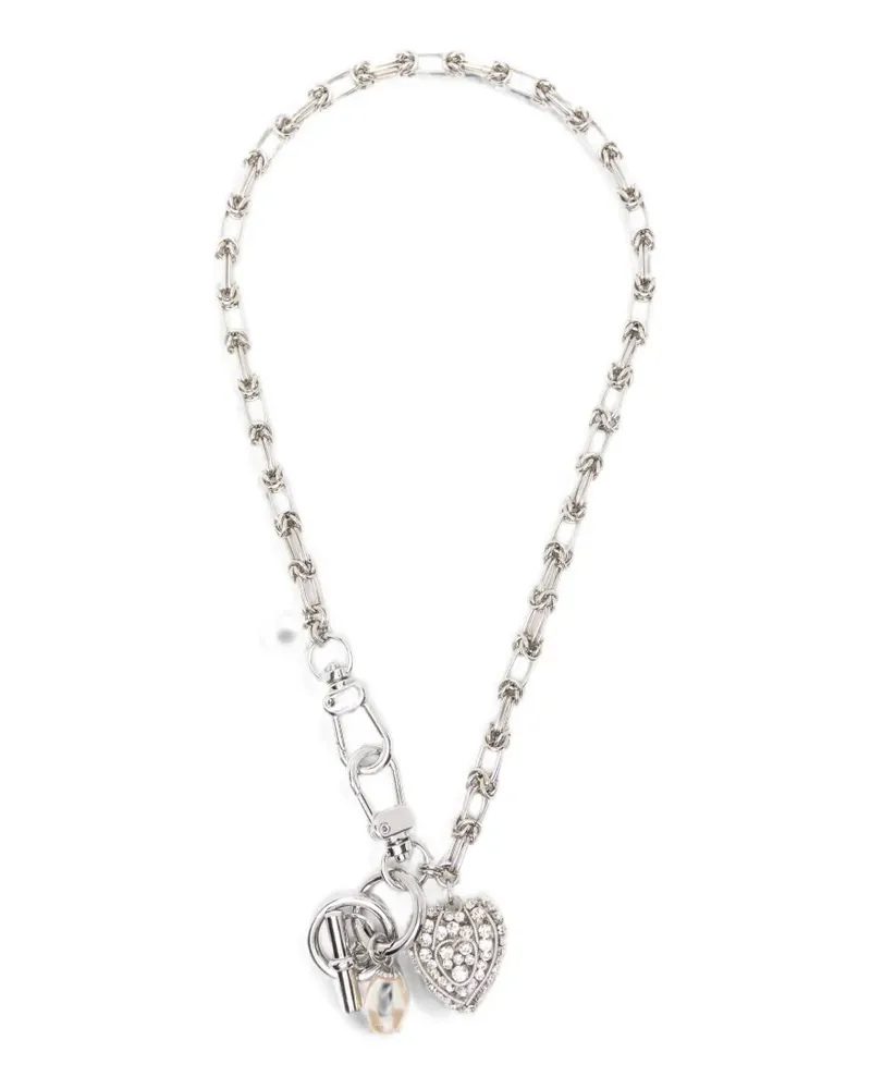 N° 21 crystal-embellished heart-pendant necklace - Silber Silber