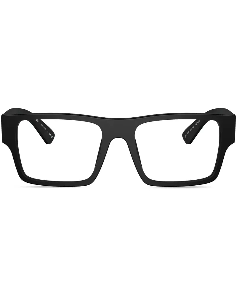 Prada Eckige Brille mit Logo-Gravur - Schwarz Schwarz