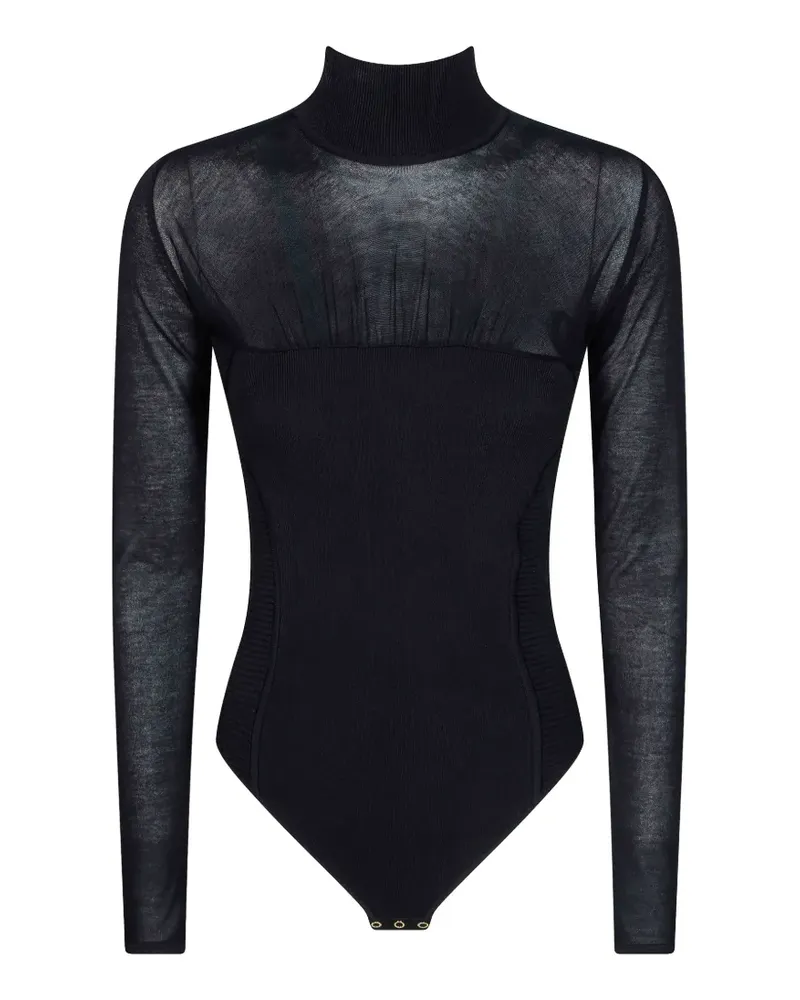 Elisabetta Franchi sheer-panel high-neck bodysuit - Schwarz Schwarz
