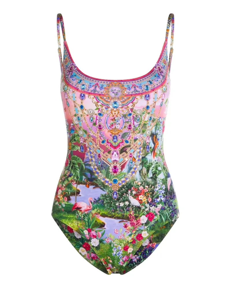 Camilla embellished floral-patterned swimsuit - Rosa Rosa
